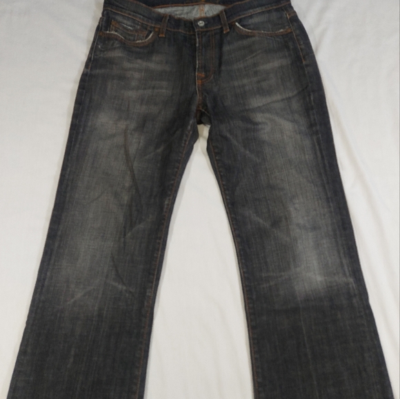 7 For All Mankind Bootcut Dark Wash Mid Rise Blue Jeans, 33 - Picture 2 of 11